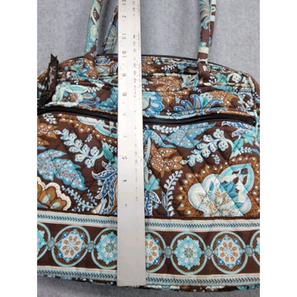 Vera Bradley Bag Purse Hobo Brown Java Blue Floral Paisley Pockets Quilted Y2K - Picture 7 of 13